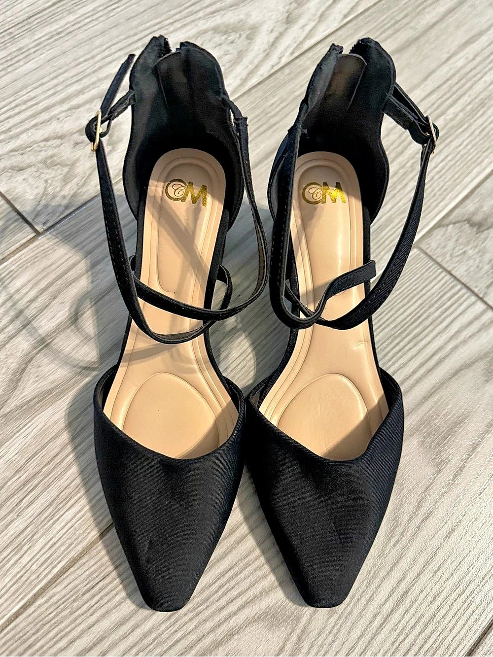 Black Pointed-Toe Block Heels